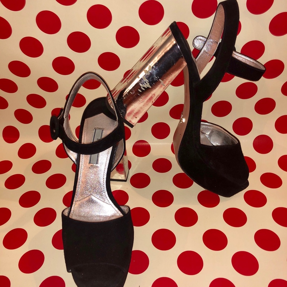 Prada suede shoe with metallic heels